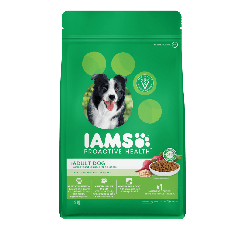 Adult Dog Food Scientifically proven with Prebiotics to support healthy digestive system by IAMS Singapore